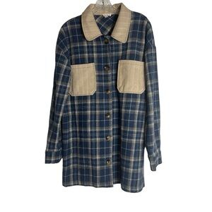 HEM & THREAD Oversized Shacket in Blue Plaid Size Large -- GORGEOUS!!!!